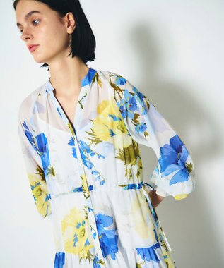 GRACE CONTINENTAL ビッグボタニカルシャツワンピース キナリ