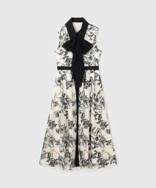 GRACE CONTINENTAL フラワー刺繍ボウタイドレス キナリ