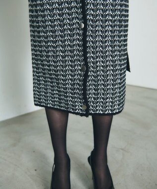 GRACE CONTINENTAL バイカラージャガードニットワンピース ブラック