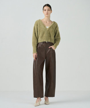 GRACE CONTINENTAL フェザーzipニットカーディガン カーキ