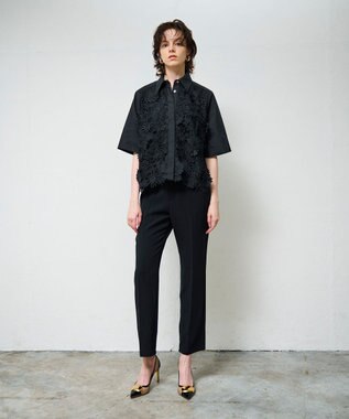 GRACE CONTINENTAL ダブルクロススリムパンツ ブラック