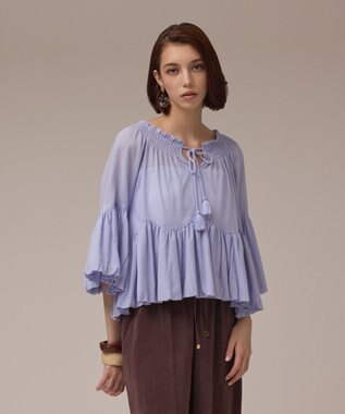 GRACE CONTINENTAL バルーンカフタントップ サックス