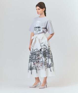 GRACE CONTINENTAL プラージュプリントタックスカート ホワイト
