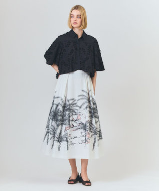 GRACE CONTINENTAL プラージュプリントタックスカート ホワイト