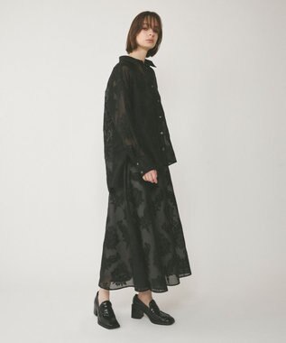 GRACE CONTINENTAL オーナメントロングスカート ブラック