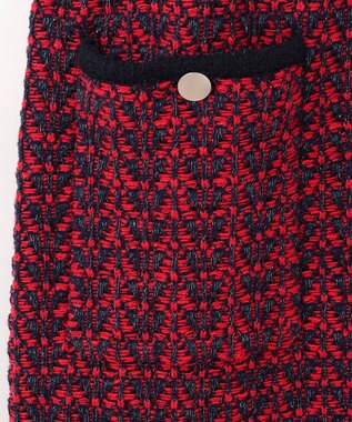 GRACE CONTINENTAL バイカラージャガードニットワンピース レッド