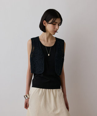 GRACE CONTINENTAL メッシュembジレ ブラック