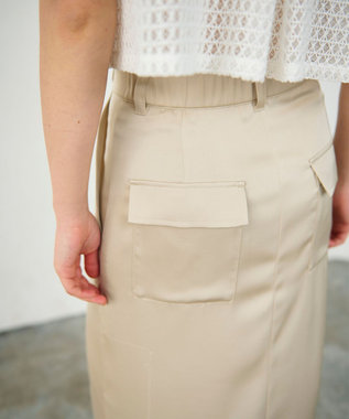 GRACE CONTINENTAL サテンストレートスカート ベージュ