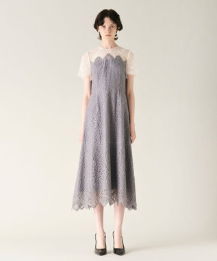 GRACE CONTINENTAL レース切替フレアドレス グレー