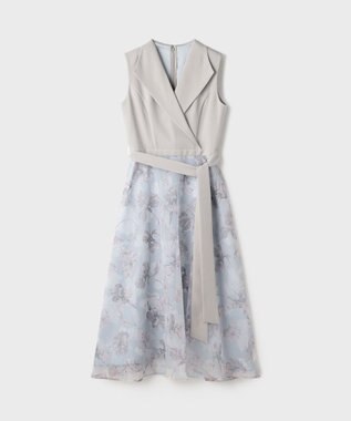 GRACE CONTINENTAL カシュクールフラワープリントワンピース グレー