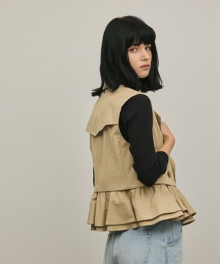 GRACE CONTINENTAL ペプラムトレンチベスト ベージュ