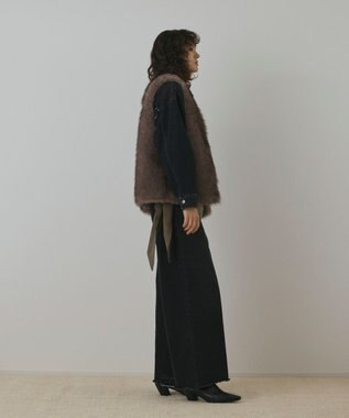 GRACE CONTINENTAL フェイクフォックスファ－ベスト グレー