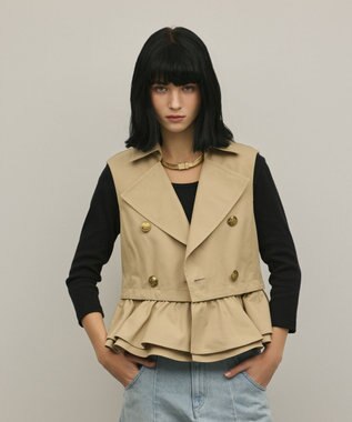 GRACE CONTINENTAL ペプラムトレンチベスト ベージュ