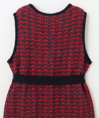 GRACE CONTINENTAL バイカラージャガードニットワンピース レッド