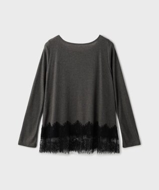 GRACE CONTINENTAL レースヘムテレコカットトップ グレー