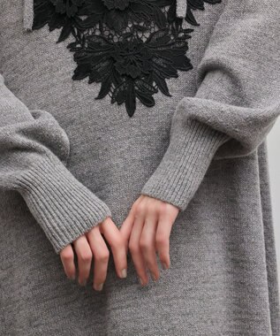 GRACE CONTINENTAL ケミカルレースニットワンピース グレー
