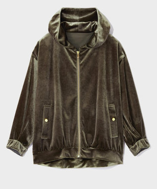 GRACE CONTINENTAL トリアセベロアフーディー カーキ