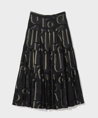GRACE CONTINENTAL ラメジャガードサテンスカート ブラック