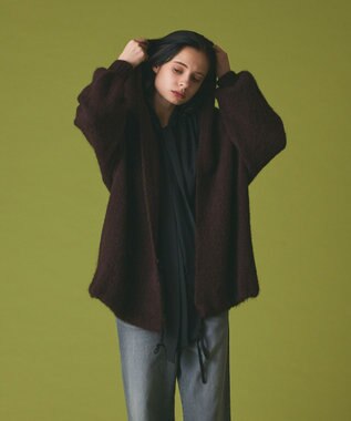 GRACE CONTINENTAL ストールアルパカカーディガン ブラウン