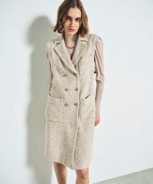 美品 グレースコンチネンタル 24ss ネオンドットジャガードワンピース ジレ ツイードジレワンピース / GRACE CONTINENTAL | GRACE