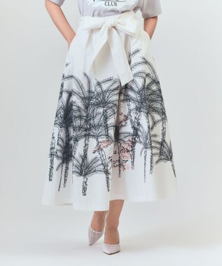 GRACE CONTINENTAL プラージュプリントタックスカート ホワイト