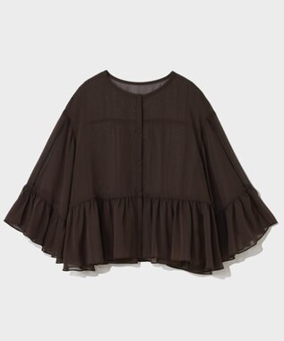 GRACE CONTINENTAL シフォンフリルポンチョ ブラウン