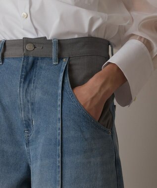 GRACE CONTINENTAL コンビデニムワイドパンツ グレー