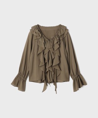 GRACE CONTINENTAL フリルブラウス カーキ