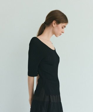 GRACE CONTINENTAL リブニットトップ ブラック