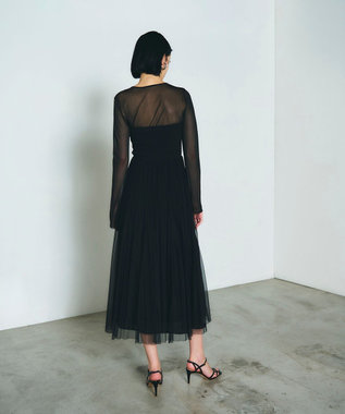 GRACE CONTINENTAL プリーツコンビベアワンピース ブラック