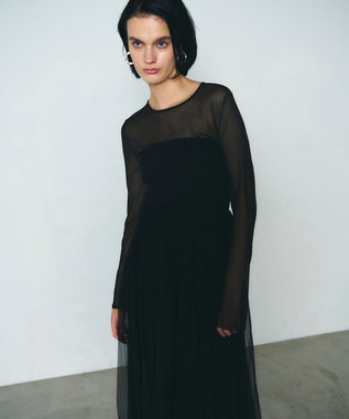 GRACE CONTINENTAL プリーツコンビベアワンピース ブラック