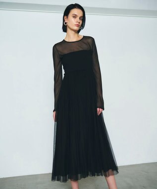 GRACE CONTINENTAL プリーツコンビベアワンピース ブラック