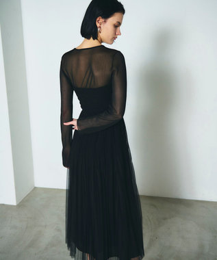 GRACE CONTINENTAL プリーツコンビベアワンピース ブラック