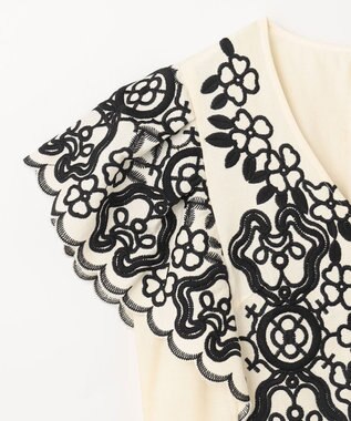 GRACE CONTINENTAL バイカラー刺繍コットンワンピース ホワイト