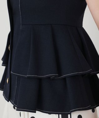 GRACE CONTINENTAL シャンブレーフリルベスト ネイビー