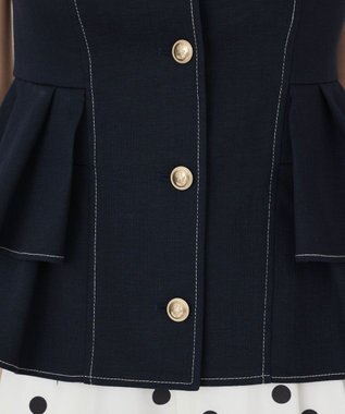 GRACE CONTINENTAL シャンブレーフリルベスト ネイビー