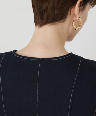 GRACE CONTINENTAL シャンブレーフリルベスト ネイビー