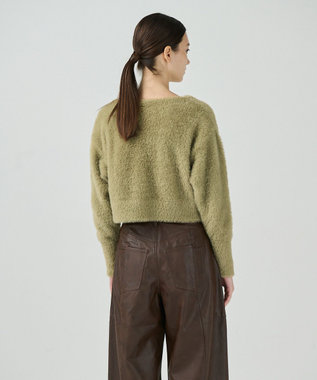 GRACE CONTINENTAL フェザーzipニットカーディガン カーキ