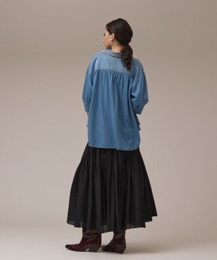 GRACE CONTINENTAL デニムハーフスリーブシャツ ブルー