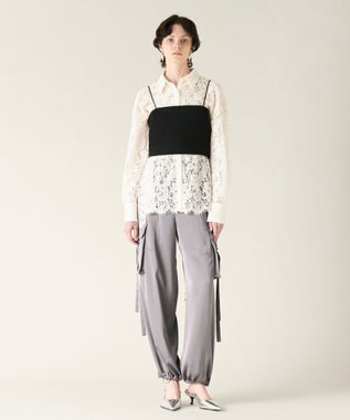 GRACE CONTINENTAL ニットライクレースビスチェ ブラック