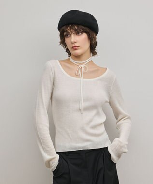 GRACE CONTINENTAL バイカラーリブニットトップ キナリ