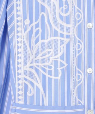 GRACE CONTINENTAL 刺繍シャツワンピース ブルー