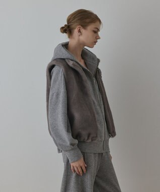 GRACE CONTINENTAL フェイクミンクベスト グレー