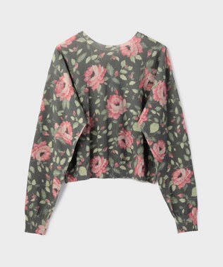 GRACE CONTINENTAL ローズプリントニットカーディガン ブラック