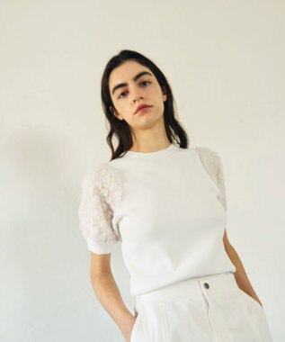 GRACE CONTINENTAL シアーハーフニットトップ ホワイト