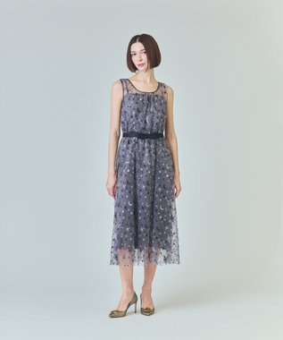 GRACE CONTINENTAL スペースembチュールドレス グレー