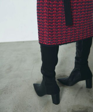 GRACE CONTINENTAL バイカラージャガードニットワンピース レッド