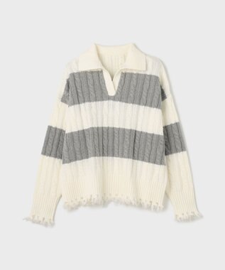 GRACE CONTINENTAL アランポロニットトップ ホワイト