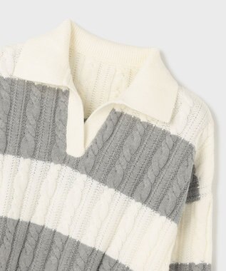 GRACE CONTINENTAL アランポロニットトップ ホワイト