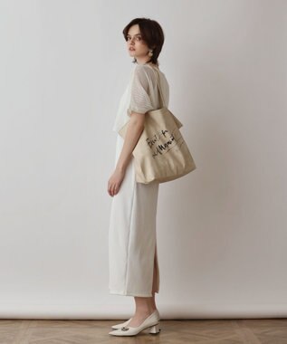 GRACE CONTINENTAL ロゴレザートート ベージュ